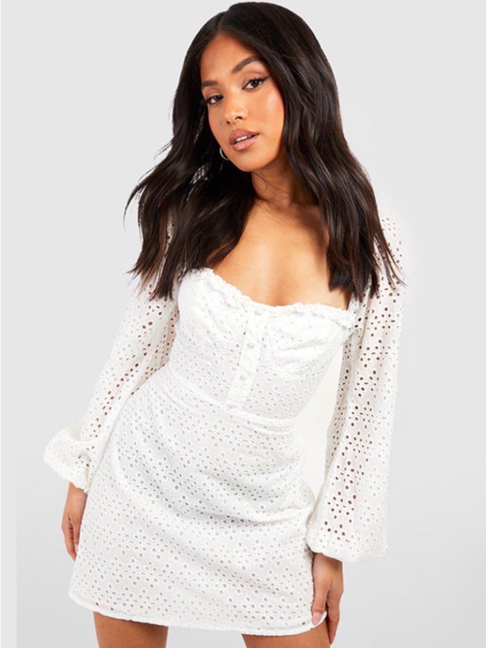 Boohoo Mini Dress Summer Bachelorette Cotton Lace Hot Girl Summer